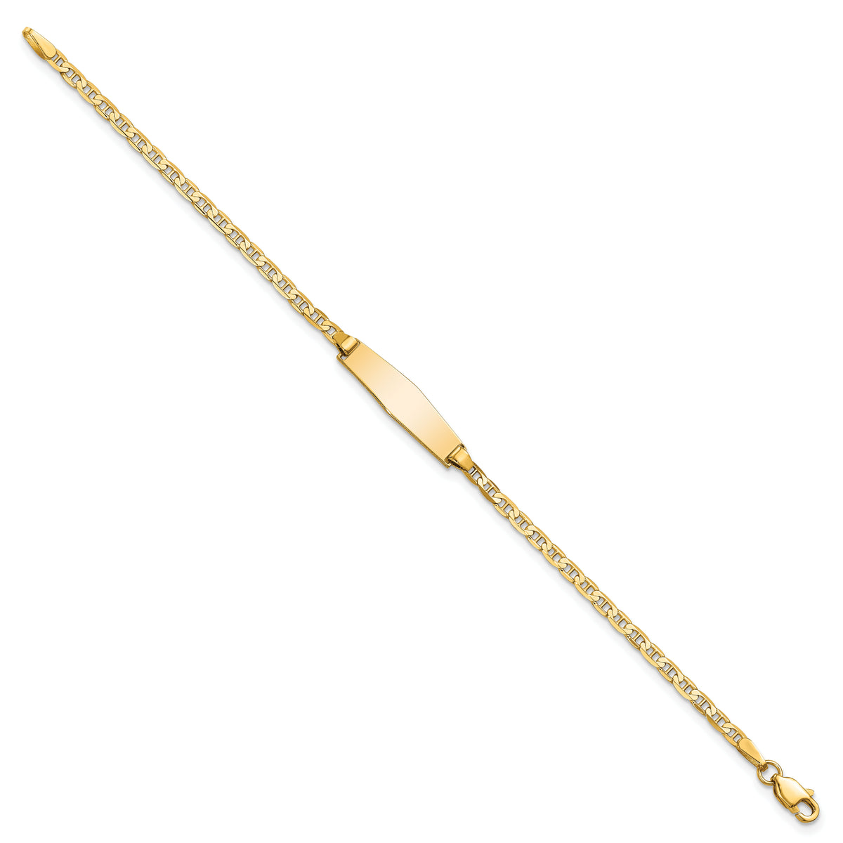 14k Soft Diamond Shape Flat Anchor Link ID Bracelet-BID104C-6