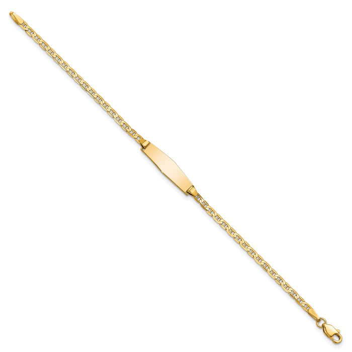14k Soft Diamond Shape Flat Anchor Link ID Bracelet-BID104C-6