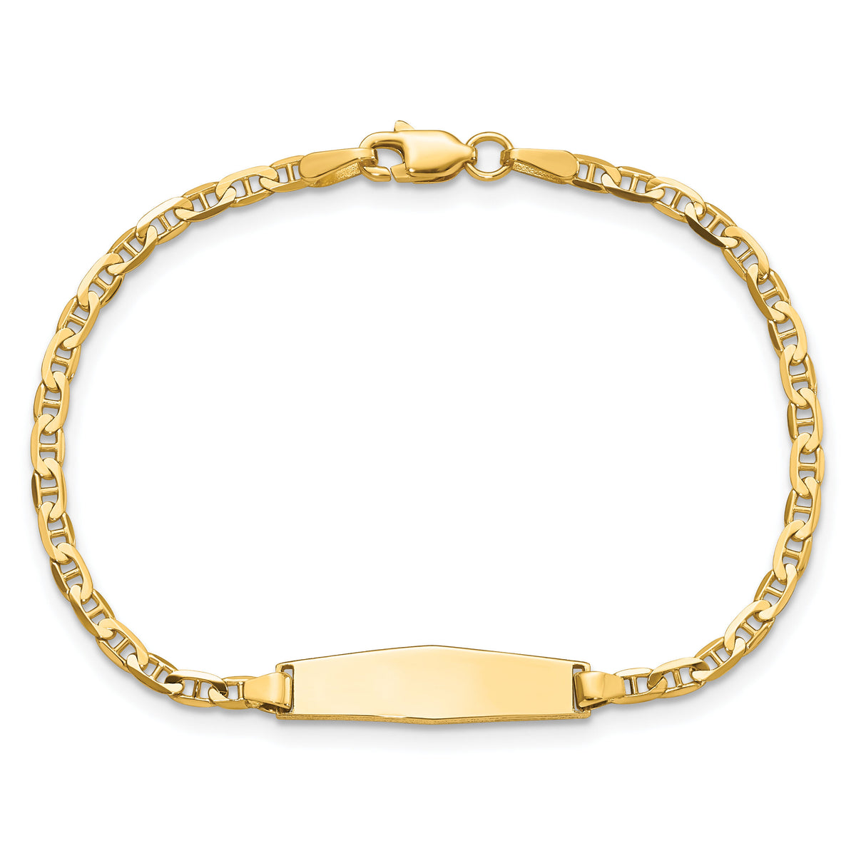 14k Soft Diamond Shape Flat Anchor Link ID Bracelet-BID104C-6