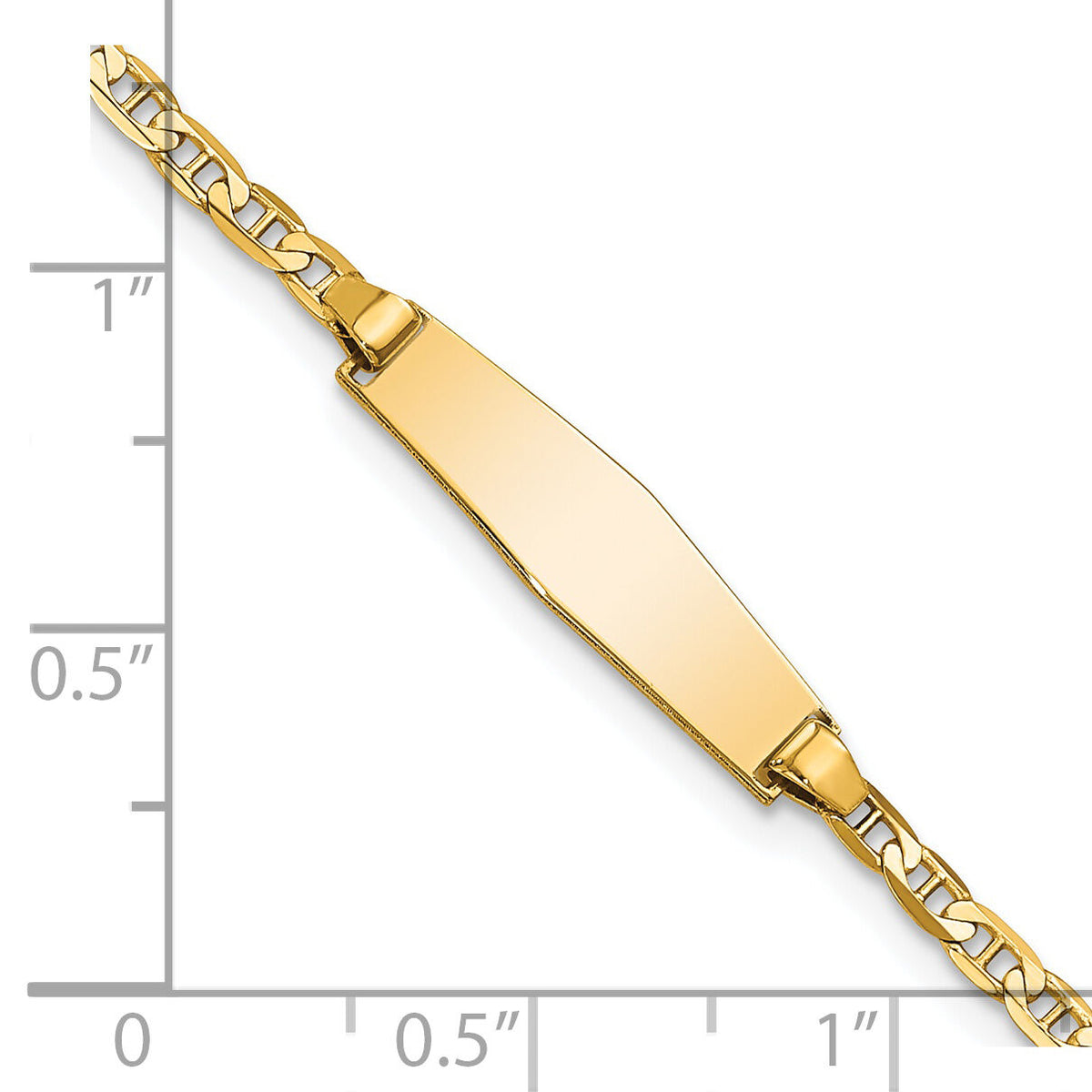 14k Soft Diamond Shape Flat Anchor Link ID Bracelet-BID104C-6