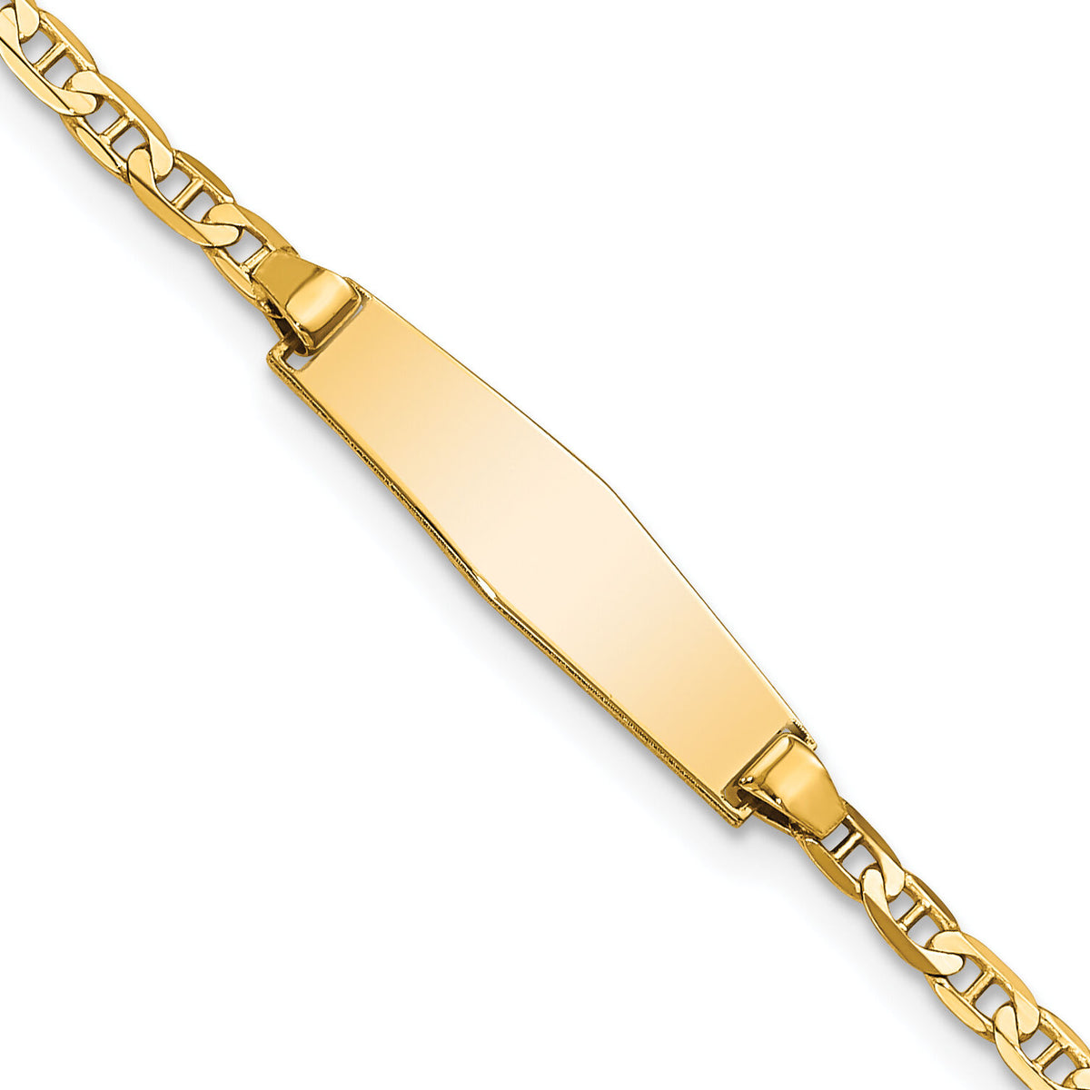 14k Soft Diamond Shape Flat Anchor Link ID Bracelet-BID104C-6