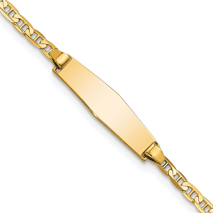 14k Soft Diamond Shape Flat Anchor Link ID Bracelet-BID104C-6