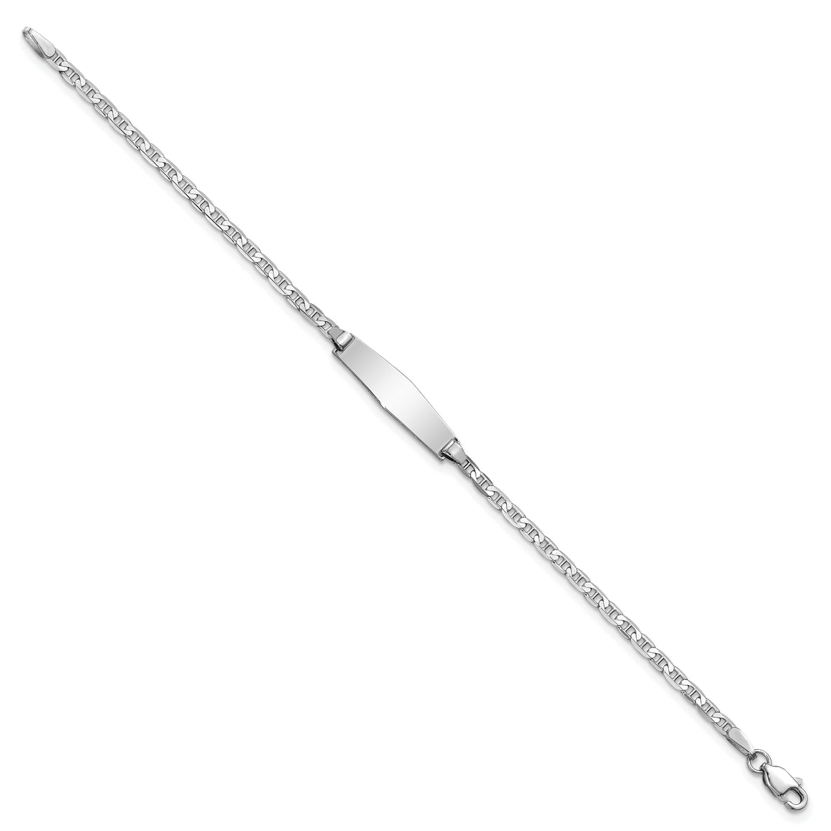 14k WG Soft Diamond Shape Anchor Link ID Bracelet-BID104CW-6