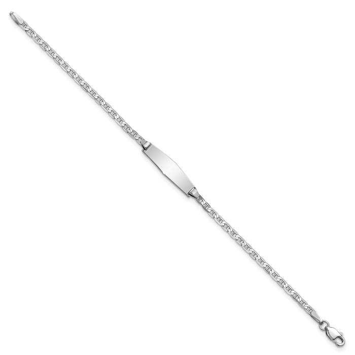 14k WG Soft Diamond Shape Anchor Link ID Bracelet-BID104CW-6
