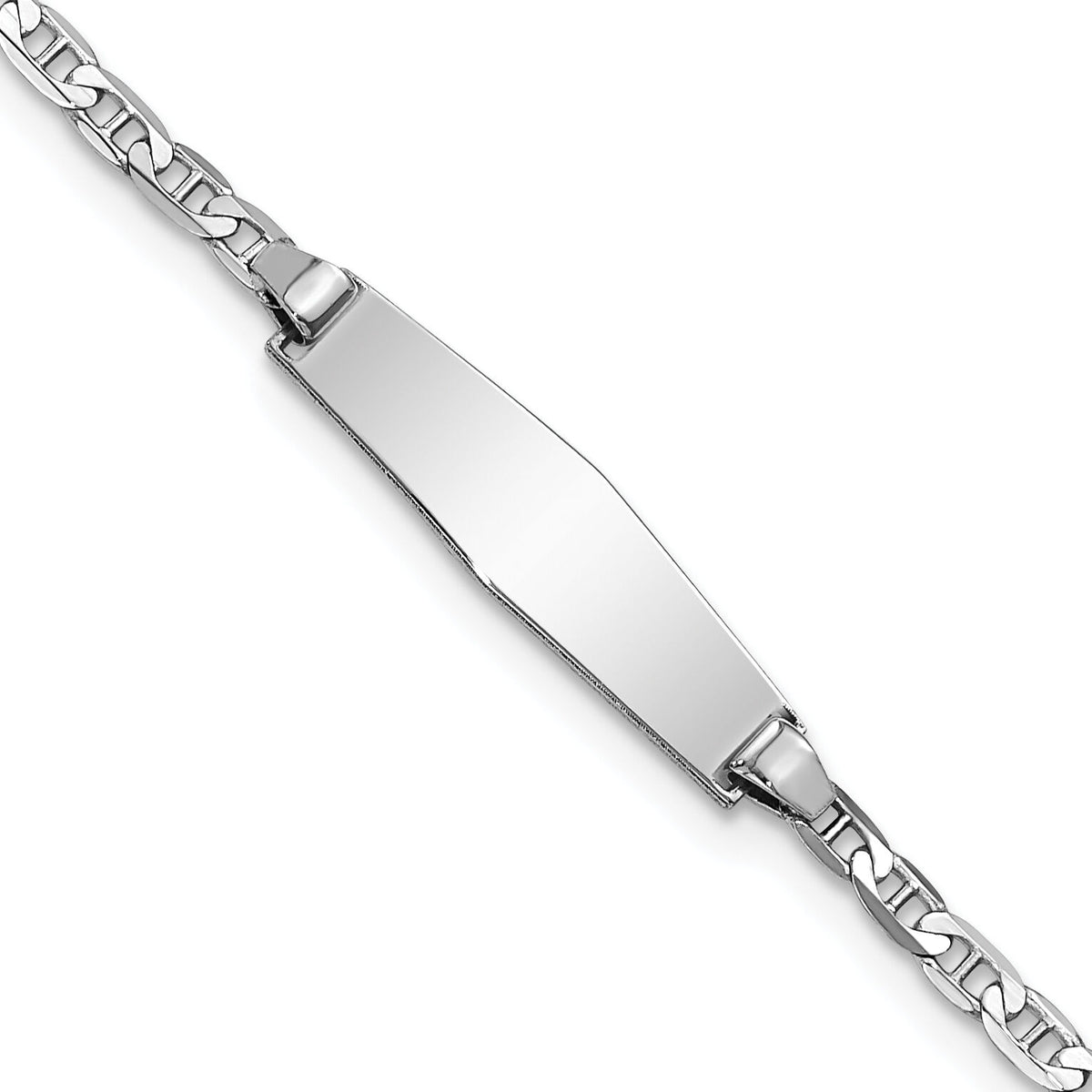 14k WG Soft Diamond Shape Anchor Link ID Bracelet-BID104CW-6