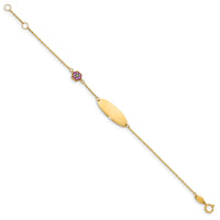 14K Children's Enamel Flower w/.5in ext. ID Bracelet-BID105-5.5
