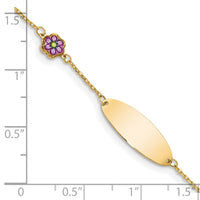 14K Children's Enamel Flower w/.5in ext. ID Bracelet-BID105-5.5