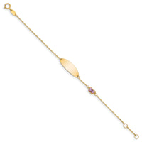 14K Children's Enamel Butterfly w/.5in ext. ID Bracelet-BID106-6