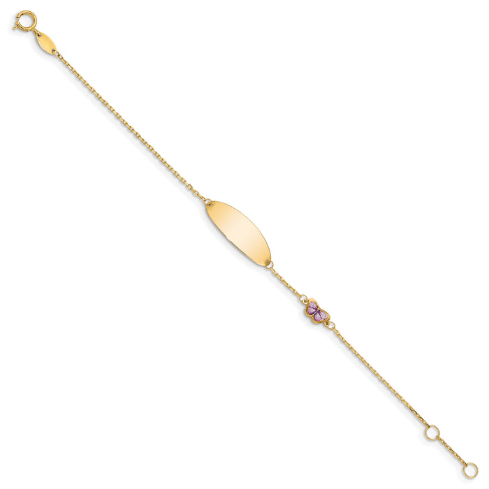 14K Children's Enamel Butterfly w/.5in ext. ID Bracelet-BID106-6