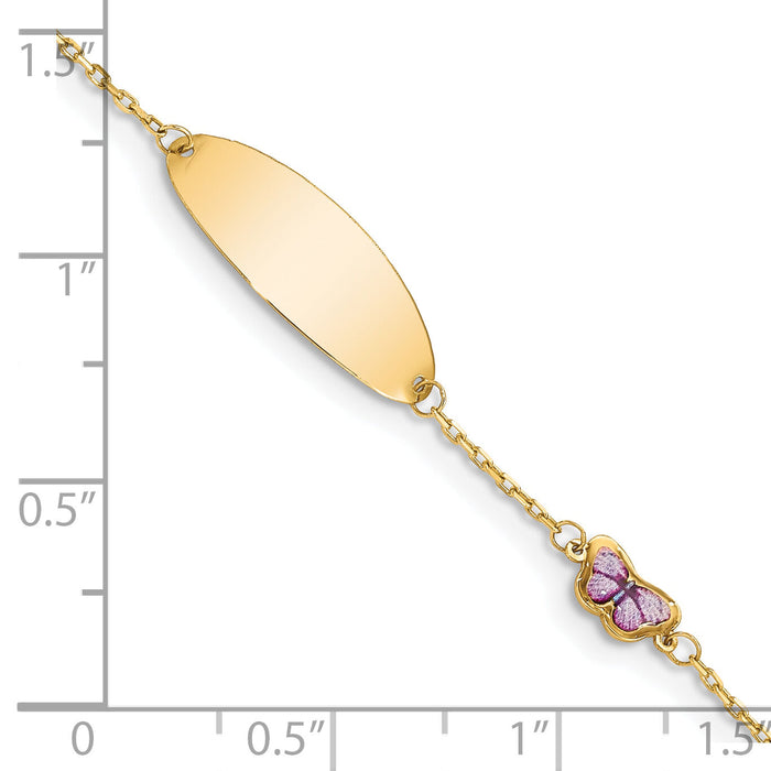 14K Children's Enamel Butterfly w/.5in ext. ID Bracelet-BID106-6