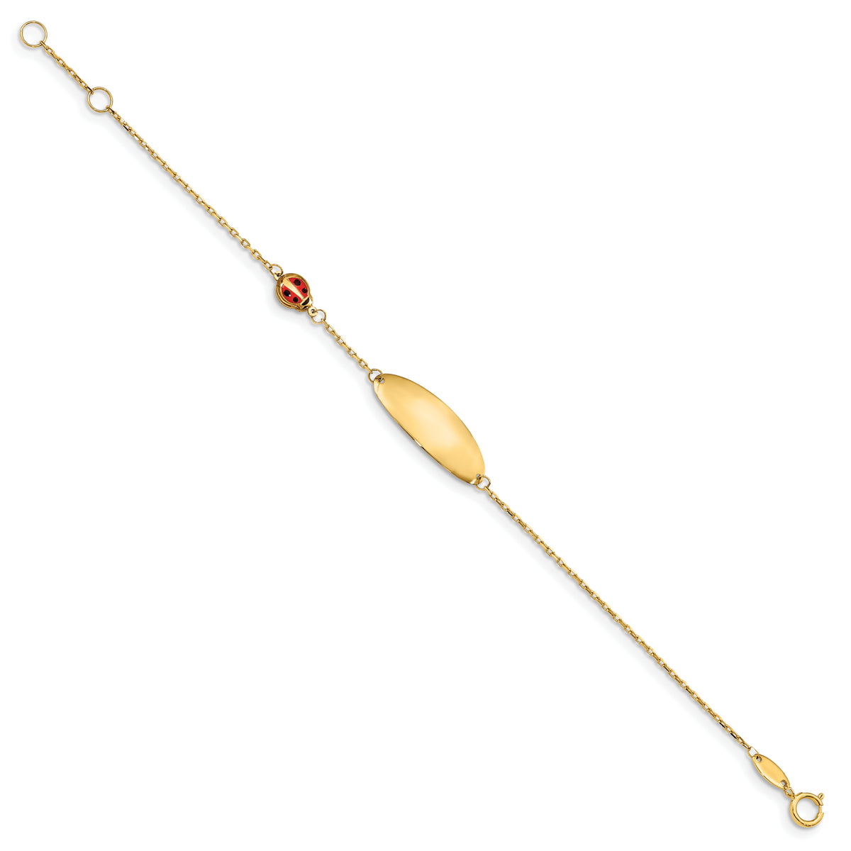 14K Children's Enamel Ladybug w/.5in ext. ID Bracelet-BID107-5.5