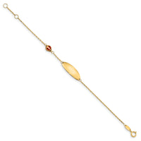 14K Children's Enamel Ladybug w/.5in ext. ID Bracelet-BID107-5.5
