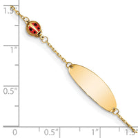 14K Children's Enamel Ladybug w/.5in ext. ID Bracelet-BID107-5.5