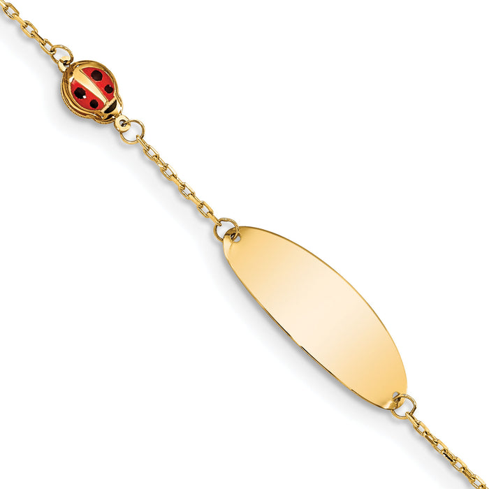 14K Children's Enamel Ladybug w/.5in ext. ID Bracelet-BID107-6
