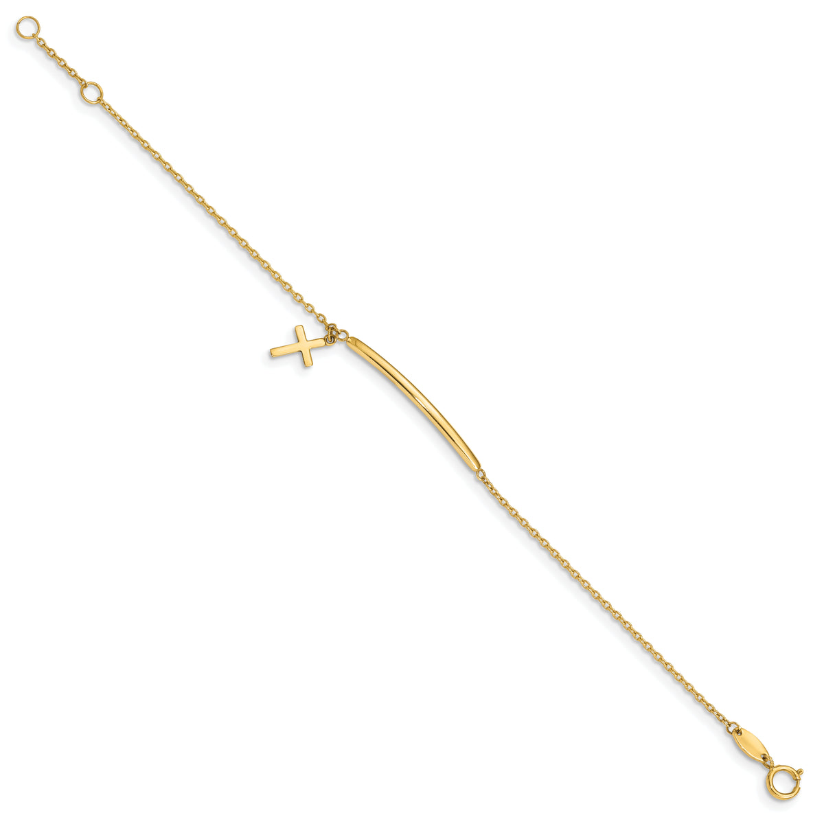 14K Children's Polished Dangle Cross w/.5in ext. Bracelet-BID108-5.5