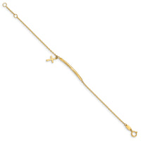 14K Children's Polished Dangle Cross w/.5in ext. Bracelet-BID108-5.5