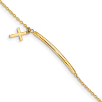 14K Children's Polished Dangle Cross w/.5in ext. Bracelet-BID108-5.5