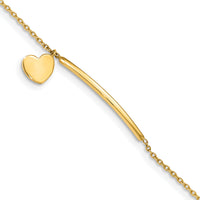 14K Children's Polished Heart Dangle w/.5in ext. Bracelet-BID109-5.5