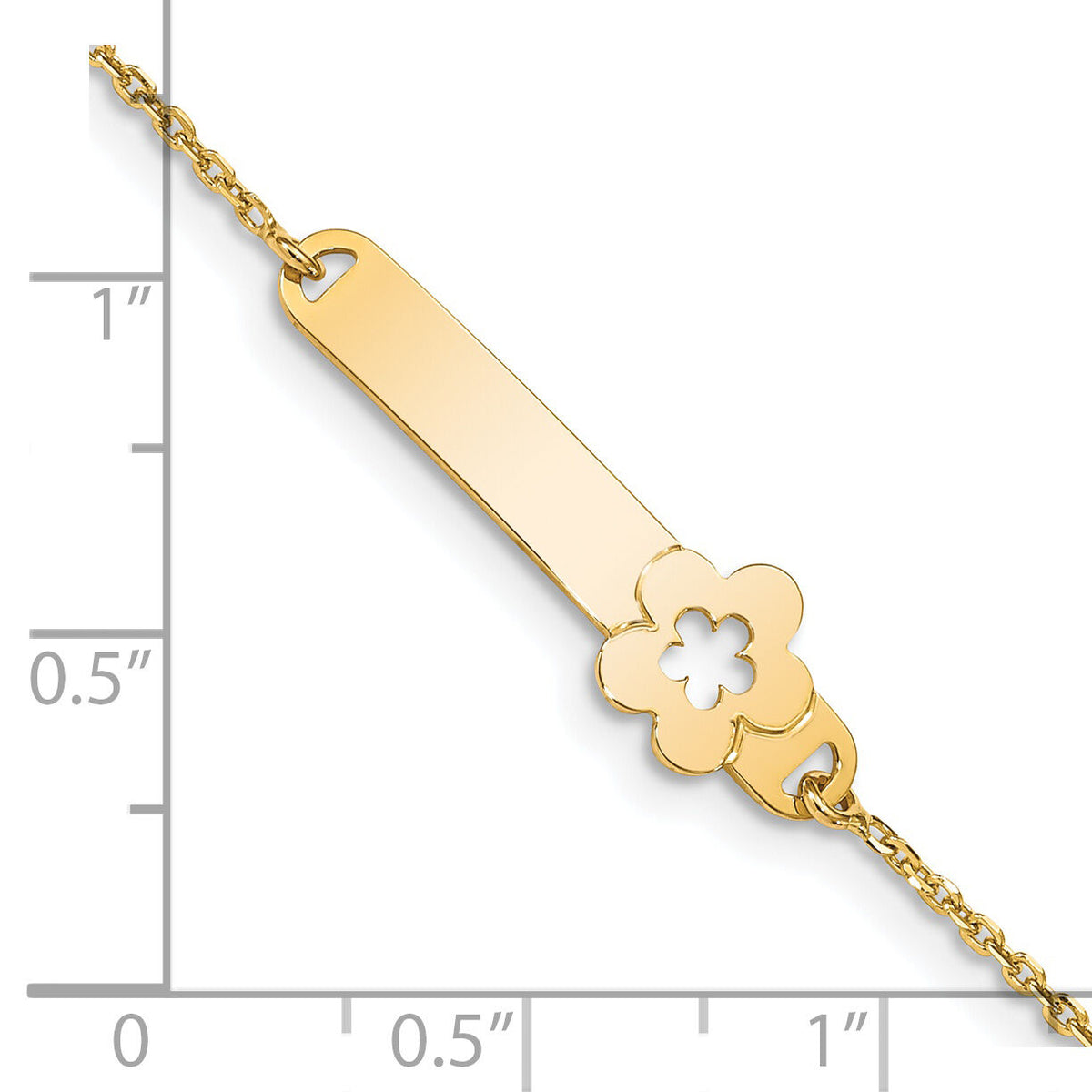 14K Children's Polished Flower w/1in ext. ID Bracelet-BID110-5.5