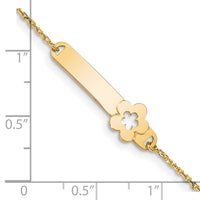 14K Children's Polished Flower w/1in ext. ID Bracelet-BID110-5.5