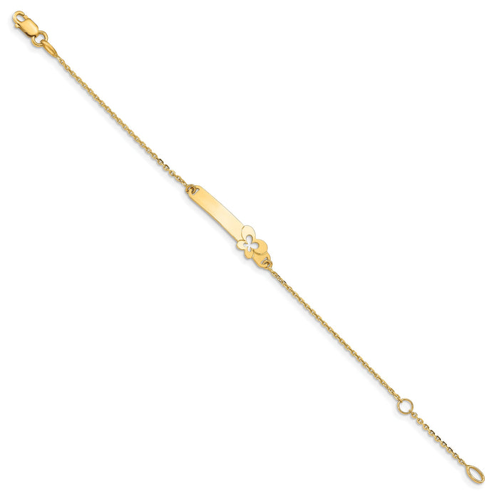 14K Children's Polished Butterfly w/1in ext.  ID Bracelet-BID111-5.5