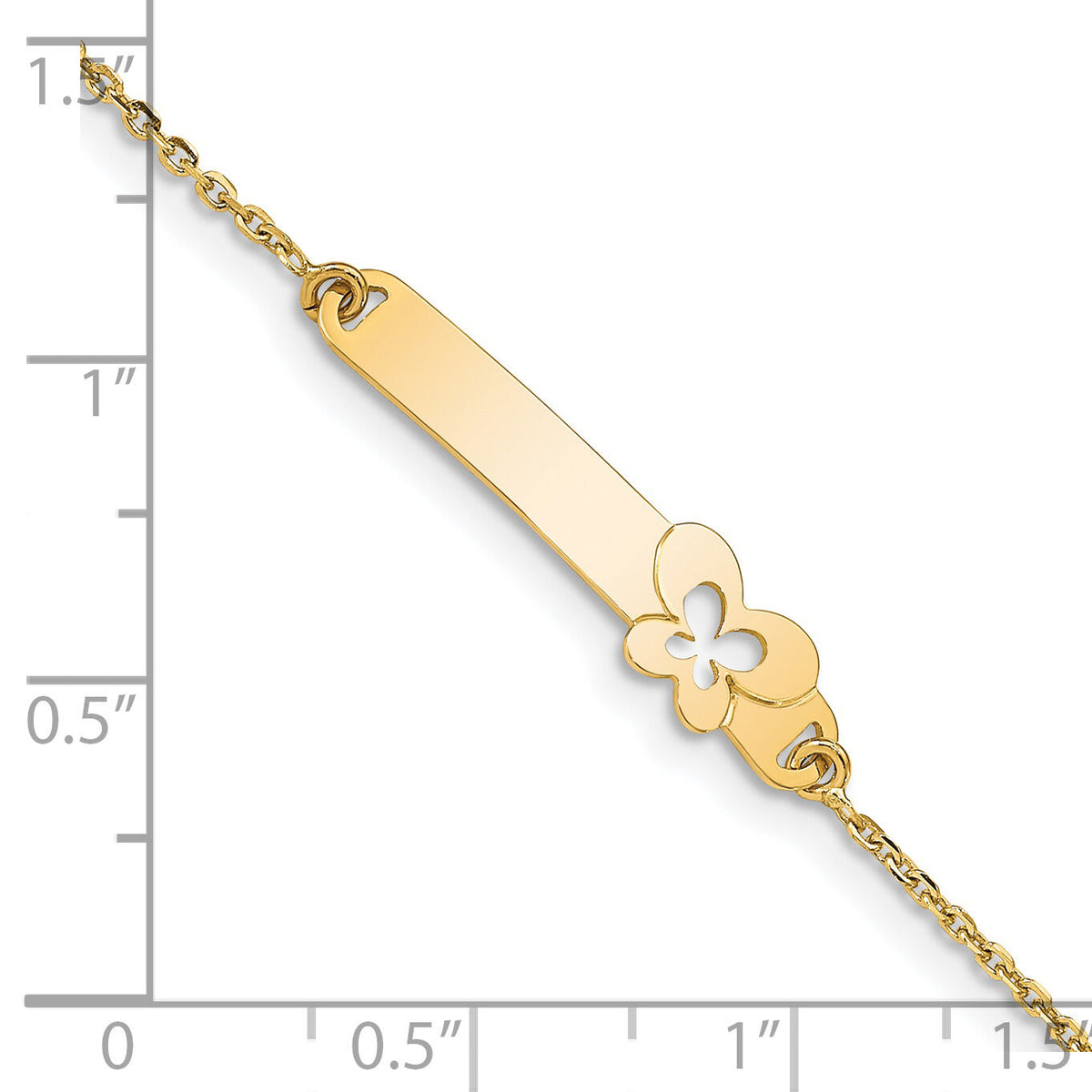 14K Children's Polished Butterfly w/1in ext.  ID Bracelet-BID111-5.5