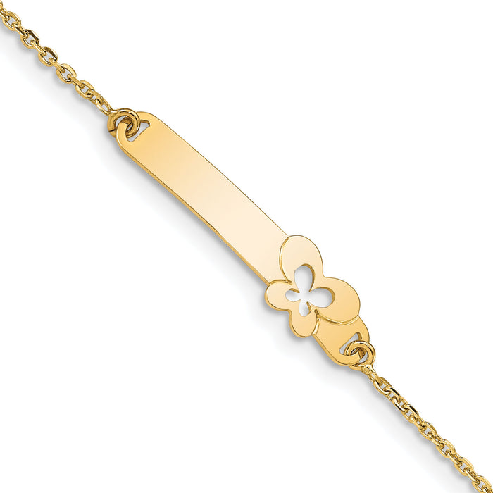 14K Children's Polished Butterfly w/1in ext.  ID Bracelet-BID111-5.5