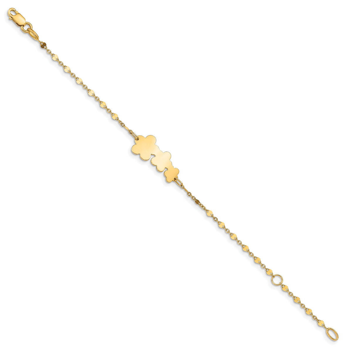 14K Children's Polished Flowers w/1 in ext.  Bracelet-BID113-5.5