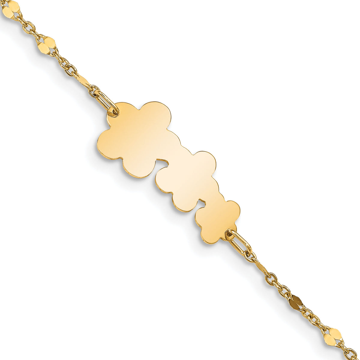14K Children's Polished Flowers w/1 in ext.  Bracelet-BID113-5.5