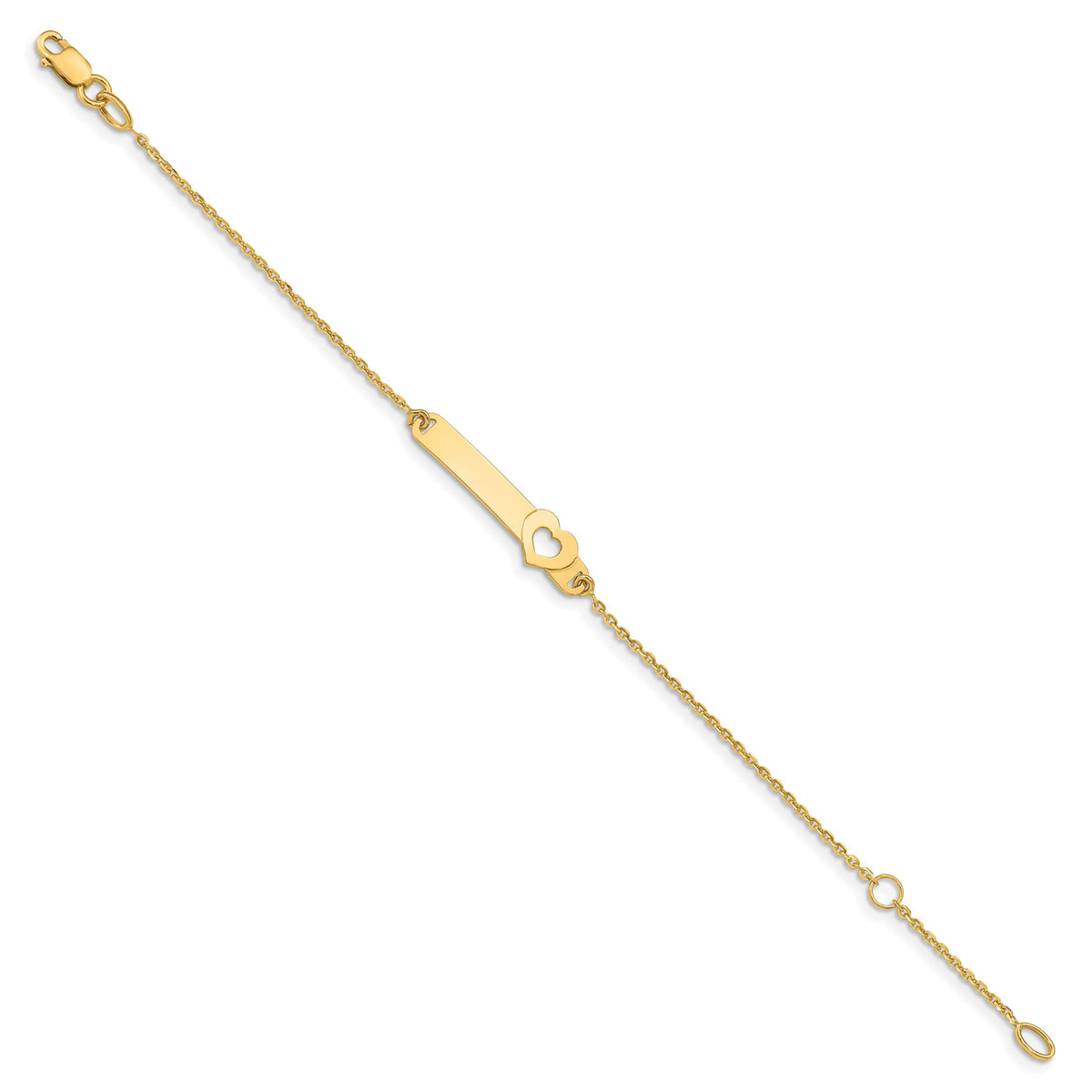 14K Children's Polished Heart w/1in ext. ID Bracelet-BID115-5.5