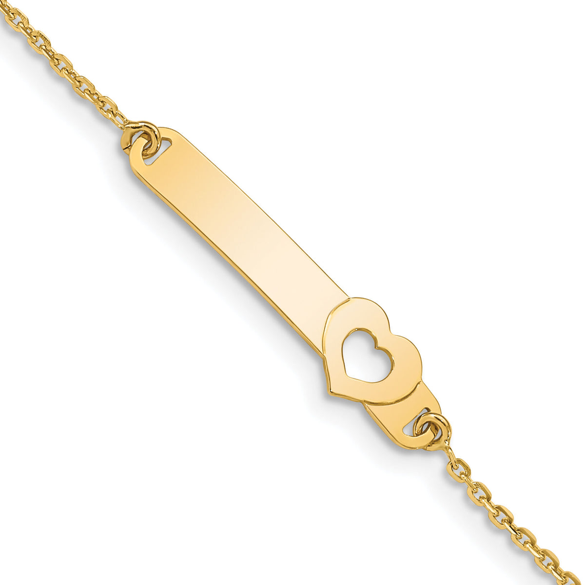 14K Children's Polished Heart w/1in ext. ID Bracelet-BID115-5.5