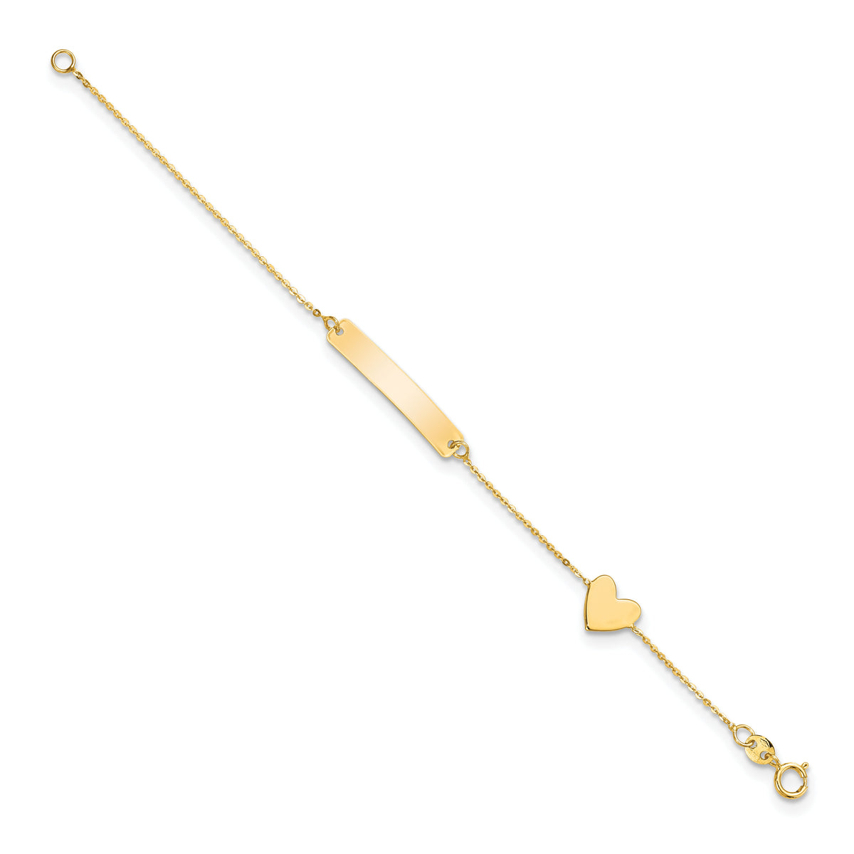 14k Polished 5.5in Heart ID Bracelet-BID116-5.5