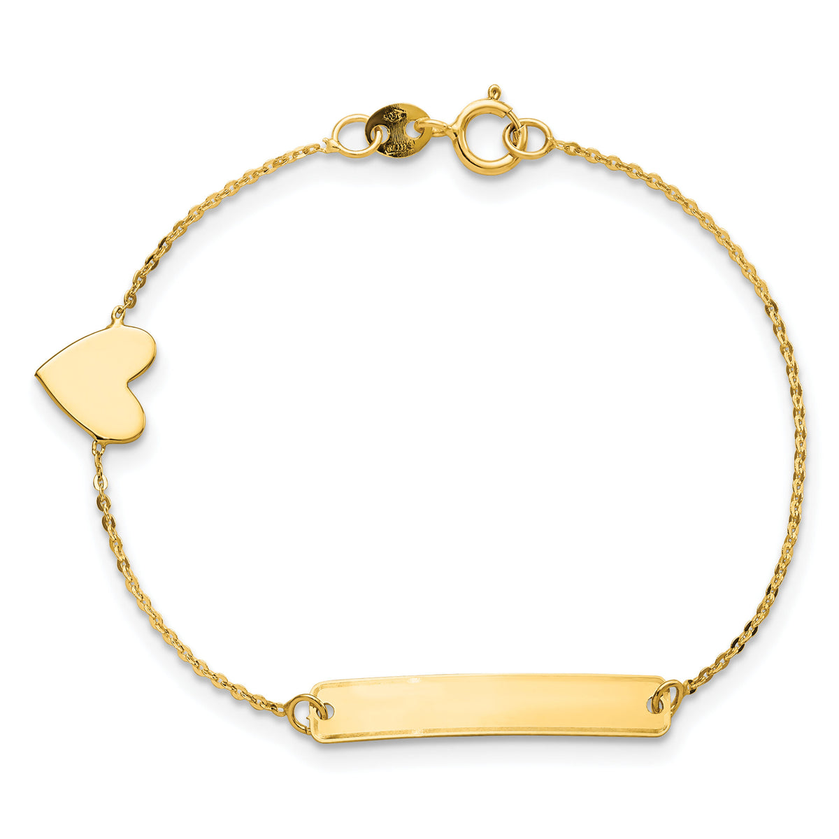 14k Polished 5.5in Heart ID Bracelet-BID116-5.5