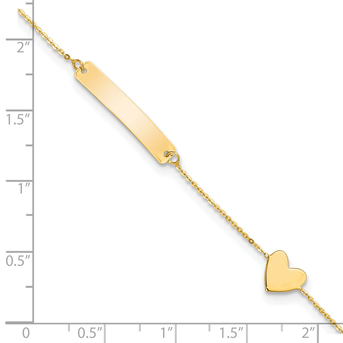 14k Polished 5.5in Heart ID Bracelet-BID116-5.5