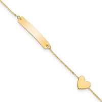 14k Polished 5.5in Heart ID Bracelet-BID116-5.5