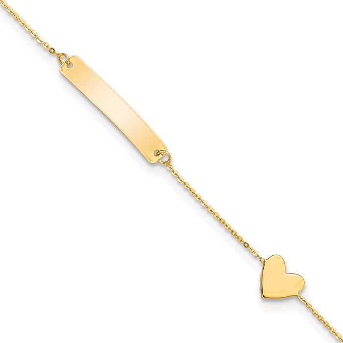 14k Polished 5.5in Heart ID Bracelet-BID116-5.5