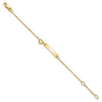 14K Polished ID with Heart Childrens Bracelet-BID117-5.5