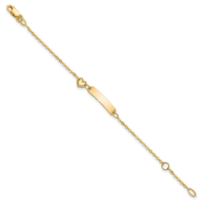 14K Polished ID with Heart Childrens Bracelet-BID117-5.5