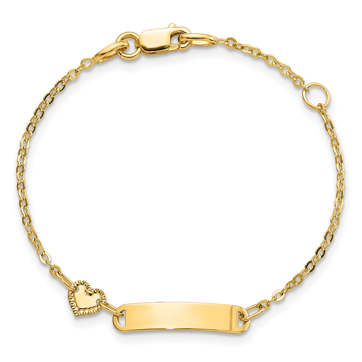 14K Polished ID with Heart Childrens Bracelet-BID117-5.5