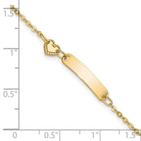 14K Polished ID with Heart Childrens Bracelet-BID117-5.5