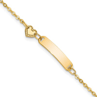 14K Polished ID with Heart Childrens Bracelet-BID117-5.5