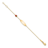 14k Enameled Strawberry Baby ID 5.5in w/.5 in Ext Bracelet-BID118-5.5