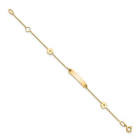 14K Polished ID with Flower Childrens Bracelet-BID119-5.5