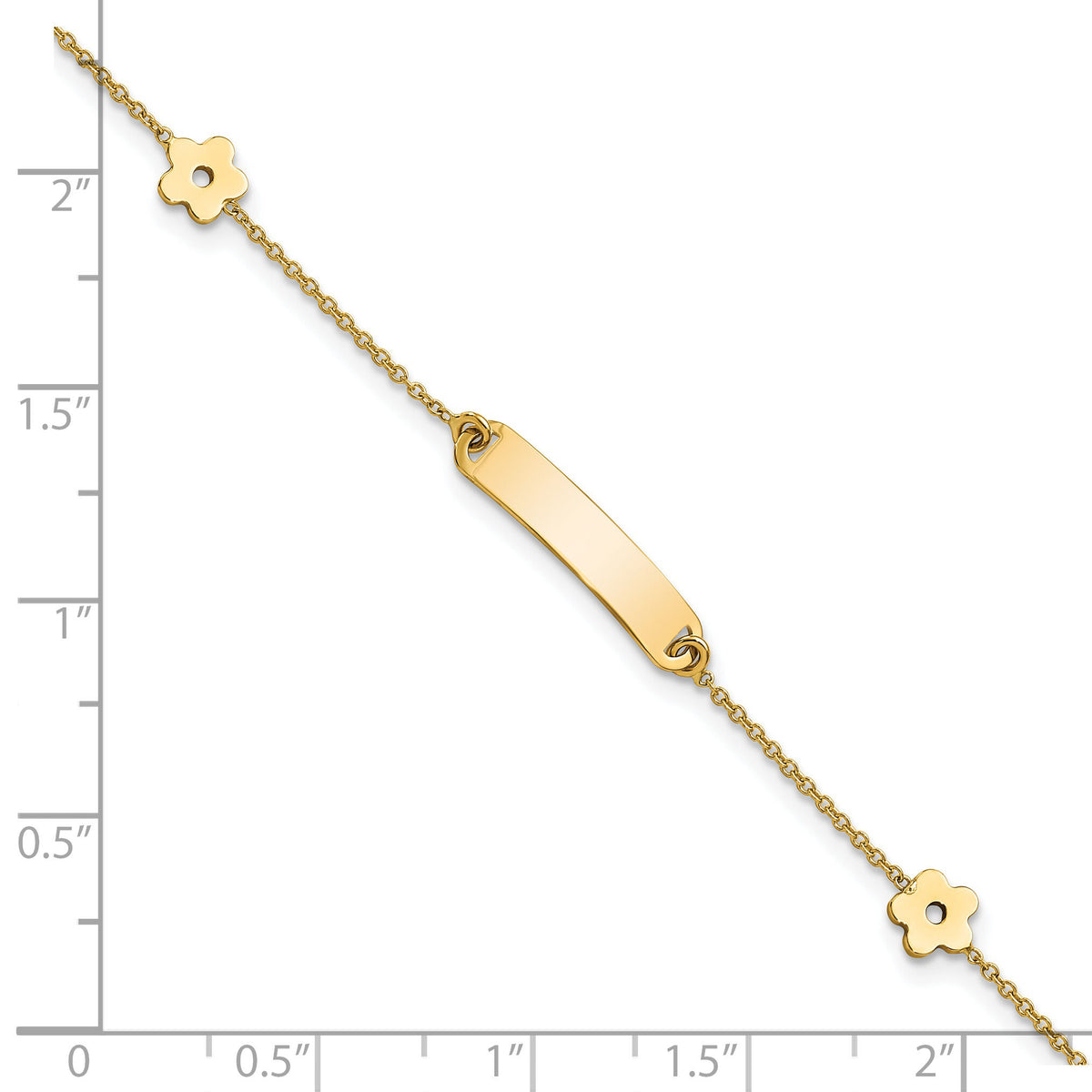 14K Polished ID with Flower Childrens Bracelet-BID119-5.5