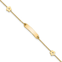 14K Polished ID with Flower Childrens Bracelet-BID119-5.5