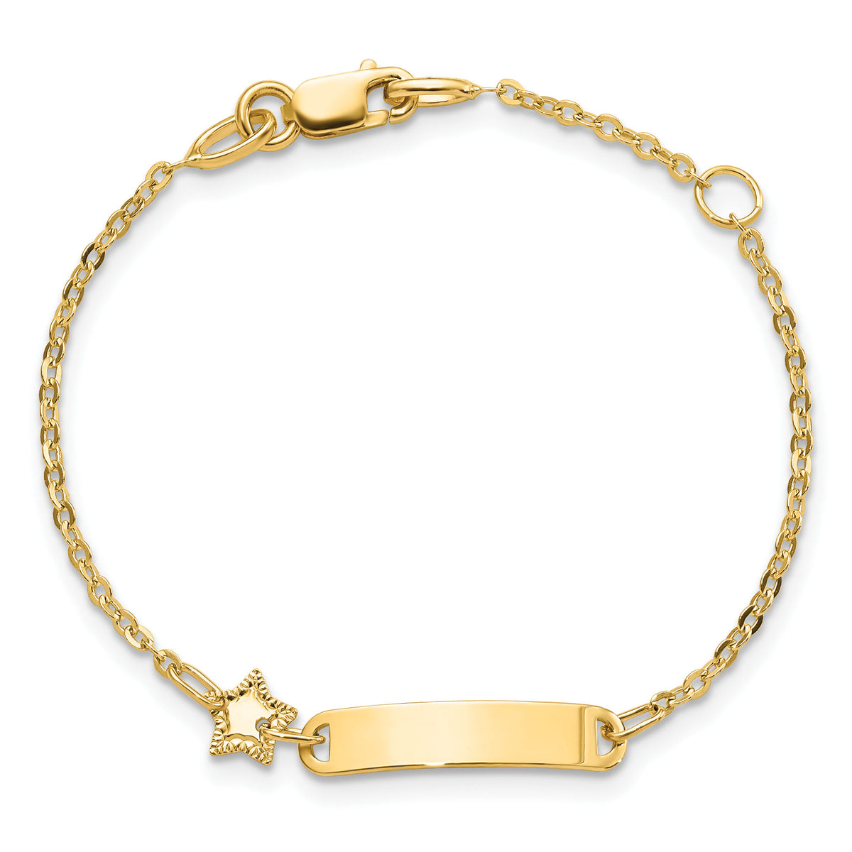 14K Polished ID with Star Childrens Bracelet-BID120-5.5