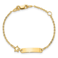 14K Polished ID with Star Childrens Bracelet-BID120-5.5