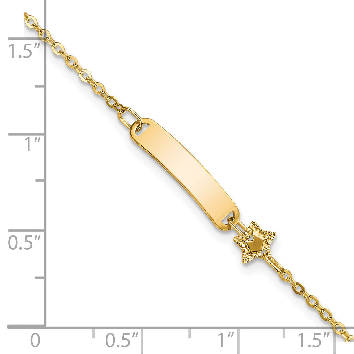 14K Polished ID with Star Childrens Bracelet-BID120-5.5