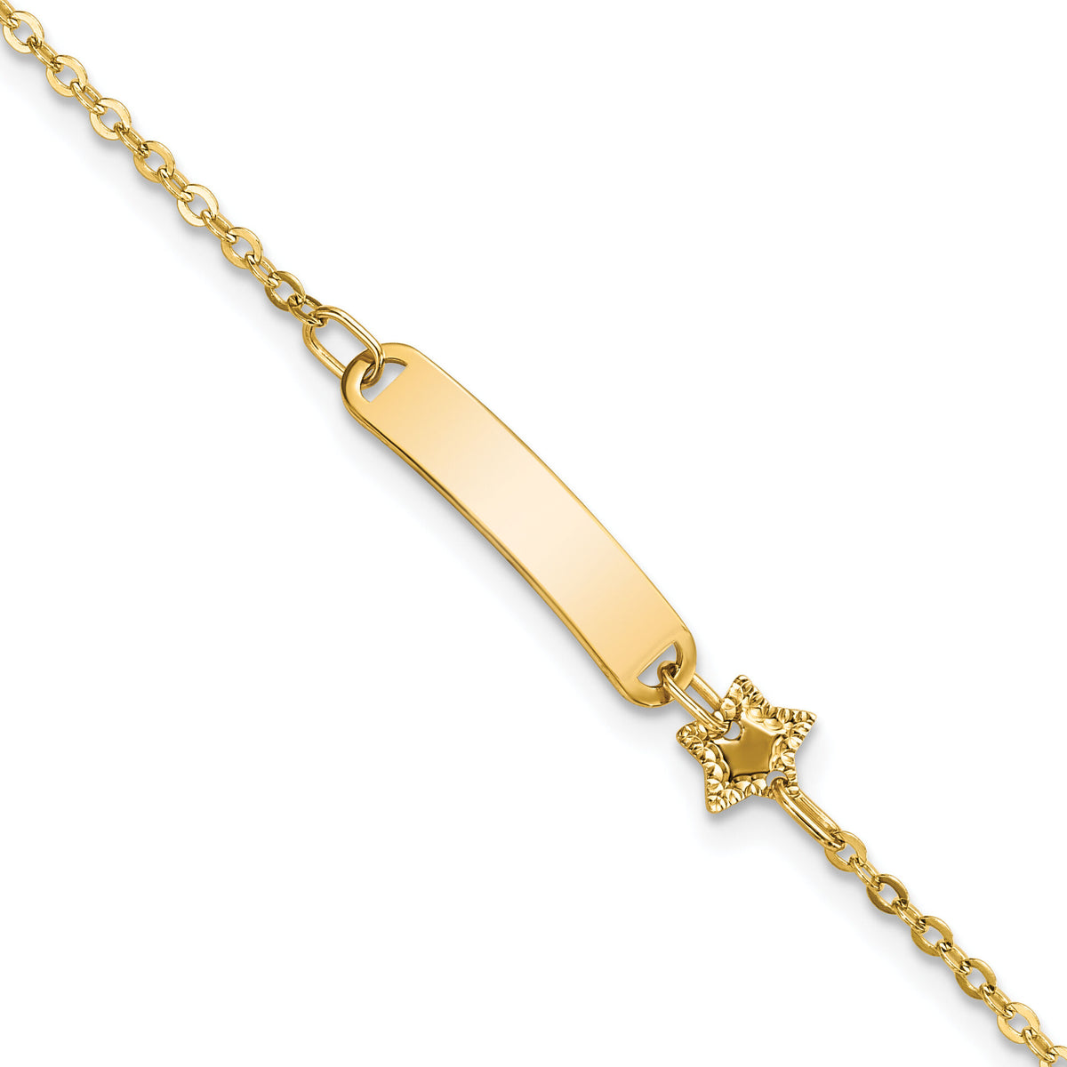 14K Polished ID with Star Childrens Bracelet-BID120-5.5