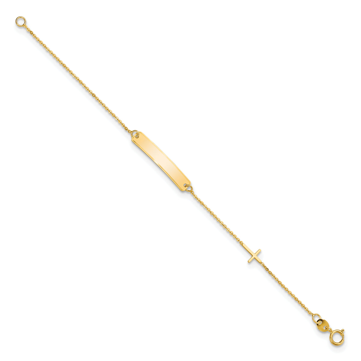 14k Polished 5.5in Cross ID Bracelet-BID121-5.5